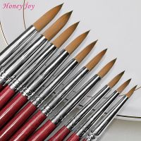 Kolinsky Acrylic Nail Art Brush No. 2/4/6/8/10/12/14/16/18/20 Wood Handle Gel Builder Carving Pen Brush Liquid Powder Artist Brushes Tools