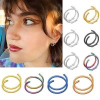 1 Pair Stainless Steel Double Spiral Nose Hoop Ring Silver Color Spiral Nose Hoop Set for Women Men Nostril Piercing Jewelry