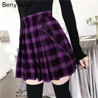 【CC】 Size Short Pleated Skirt Waist School Korean Female Gothic Punk