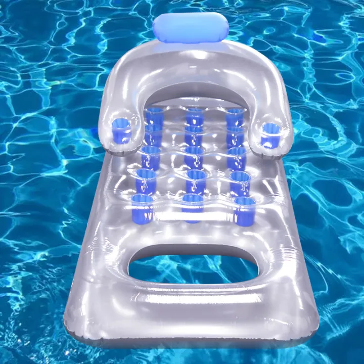 Pool Mat Inflatable Floating Row With 18 Cup Holders Water Air Mattress