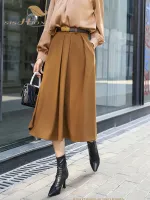 SISHION Women Elegant A Ling Swing Skirt VD3363 Date Party Midi Length Black Orange Khaki Office Ladies Skirts