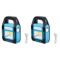 2X 3 in 1 Solar USB Rechargeable COB LED Camping Lantern, Charging for Device, Waterproof Emergency Flashlight LED Light
