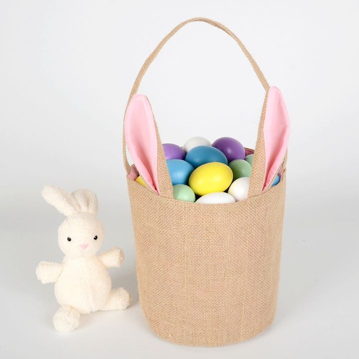 package-ear-gift-for-bags-basket-bag-goodie-snack-rabbit-easter-party-portable-jute-round