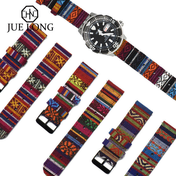 Premium Quality Multi Color Braided Wrist Watch Bands Fabric Nylon