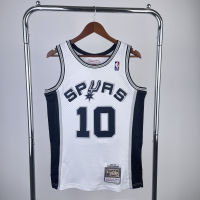 เสื้อกีฬาของแท้ผู้ชาย San Antonio Spur เดนนิสร็อดแมน &amp; Tim Duncan Mitchell Ness เสื้อเจอร์ซีย์ไม้เนื้อแข็งสีขาว