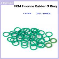 Green FKM Fluorine Rubber O Ring CS5mm OD16~50mm Sealing Gasket Insulation Oil High Temperature Resistance Green