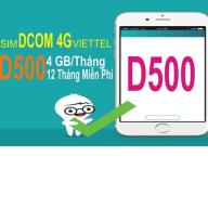 Sim 4g viettel D500 trọn gói 1 năm 48GB tốc độ cao - 4Gb tháng x 12 tháng thumbnail