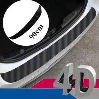 4D Carbon Fiber Car Rear Bumper Trunk Scuff Protective Anti-Scratch Stickers Protectors Film Car Decals 90cm Bumper Stickers Decals Magnets