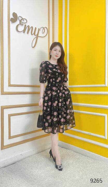 Đầm EMY EM9265 Xoè Tay Lỡ Xẻ | Lazada.vn