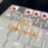 4Pcs New Best Selling Translucent glitter metal Butterfly Keycaps Cross Axis Mechanical Keyboard Keycaps With Accessories