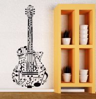 【Thriving】 Al-Kitaab Art Fan Wall Guitar 3d Music Pattern Sticker Decal Room Wall Paper Large Guitar Window Decor Removable