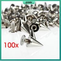 QIANW 100pcs/set 9.5mm DIY เย็น เสื้อผ้า หมุดย้ำ Spikes Screwback กรวยกระดุม สไตล์พังก์