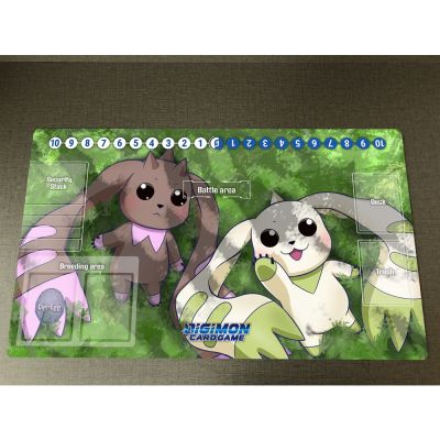 เสื่อเกม Anime Digimon Terriermon Lopmon Trading Card เสื่อเกม DTCG CCG เสื่อยางกันลื่น Mousepad