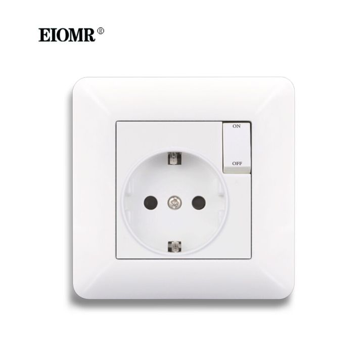 เบ้าติดผนัง-eiomr-eu-16a-พร้อมปุ่มสวิตช์เล็กเต้าเสียบสายไฟสเปนแผงซ็อกเก็ตพีซีแก้วสแตนเลสหลากหลาย