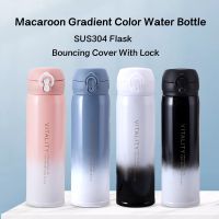 OCEANBEAR Macaroon Gradient Bouncing Open Water Bottle Portable Vacuum Flask Stainless Steel Insulated Coffee Cup SNSS8006-2