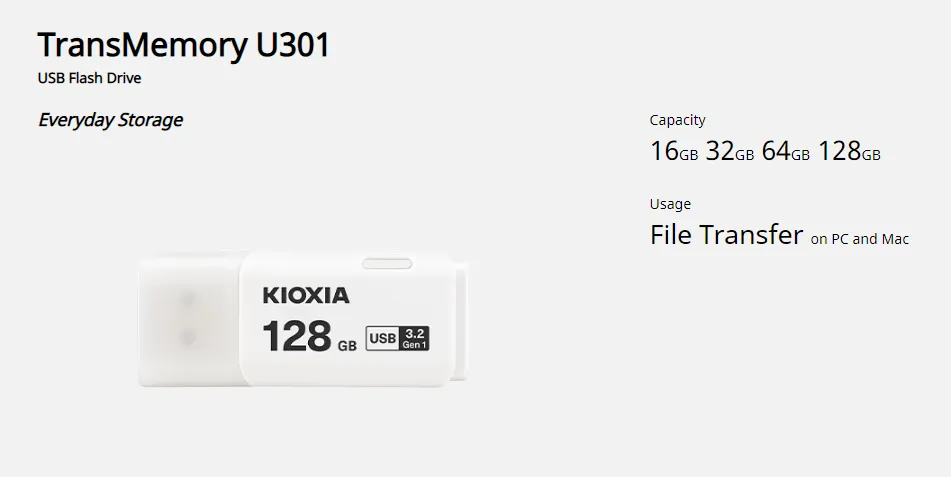 KIOXIA TransMemory U301 USB3.2 Gen 1 Flash Drive in 16GB | 32GB | 64GB |  128GB | 256GB Thumbdrive - from JAPAN **FREE USB-C Adapter Per Order** |  Lazada Singapore