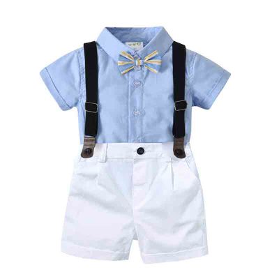Toddler Boy Bow Shirt Set Clothes Summer Baby Boys Formal Shorts Kid Gentleman Shirt Wedding Party Costume