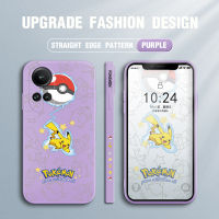 Case4you สำหรับ OPPO Reno10 Pro 5G เคสโทรศัพท์ดีไซน์ด้านข้าง Pikachu การ์ตูน Pokemon ปลอกซิลิโคนของเหลวรูปแบบขอบสี่เหลี่ยมเคสกล้องคลุมทั้งหมด