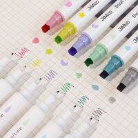 ◊◄ ปากกามาร์กเกอร์ ไฮไลท์ แบบสองหัว สีสันสดใส สําหรับวาดภาพ เครื่องเขียน DIY จํานวน 6 ชิ้น ต่อชุด