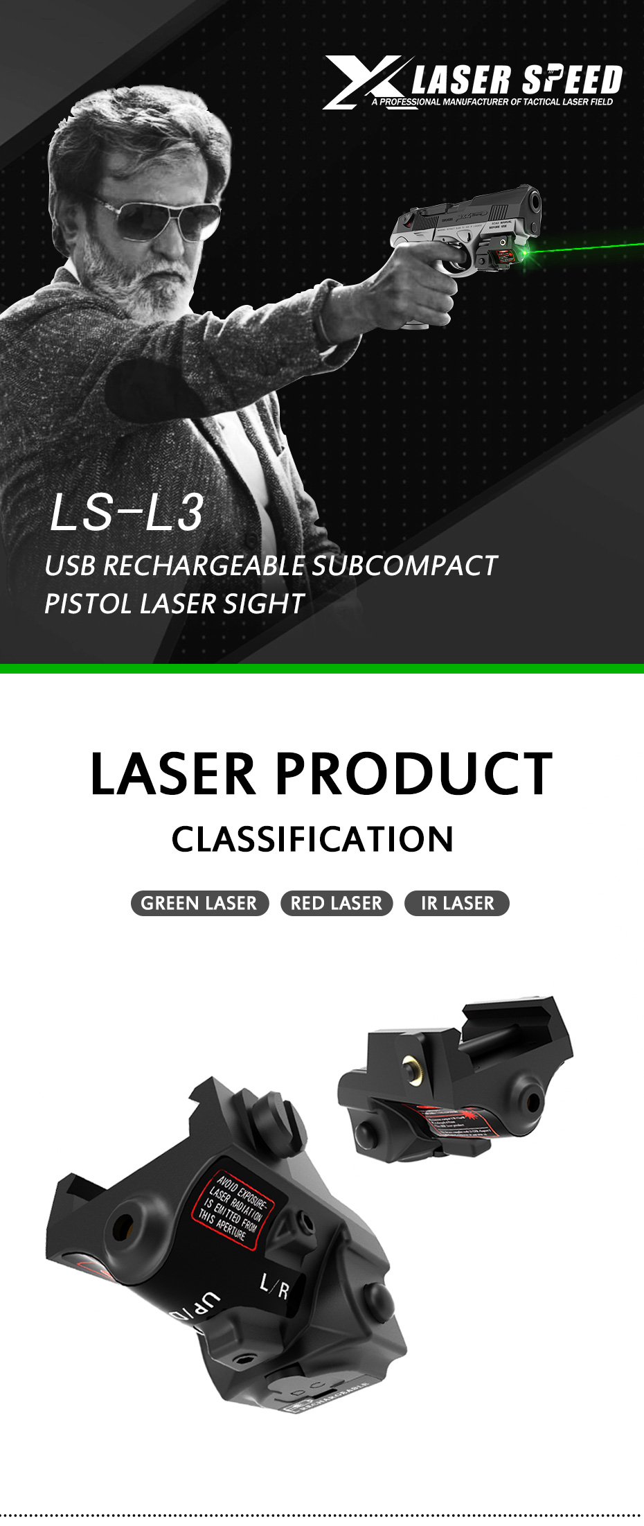 5mw Rechargeable Glock 17 18c 19 21 Taurus G2C CZ 75 Green Laser Sight Fit For 
