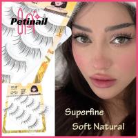 PETINAIL ขนตาปลอม5คู่ลำต้นมีความโปร่งใสขนตาปลอมนุ่มธรรมชาติสำหรับผู้หญิง