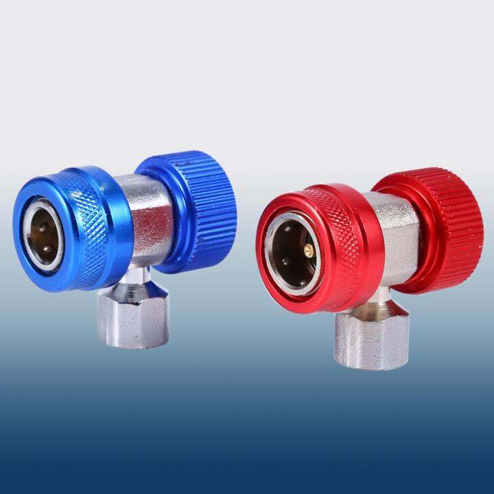 2x-r134a-ac-เครื่องปรับอากาศที่สามารถปรับได้ด่วน-coupler-สูงเชื่อมต่ออะแดปเตอร์ต่ำ-qc-21-ชุดคอปเปอร์-เติมน้ำยาแอร์-แพคคู่-ac-coupler-r134a-high-low-side