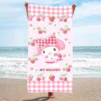 Kawaii Sanrio อนิเมะ Washcloth น่ารัก Hello Kitty ฤดูร้อนผ้าขนหนูชายหาดดูดซับน้ำนุ่มสบายต้นฉบับของขวัญสำหรับเด็ก