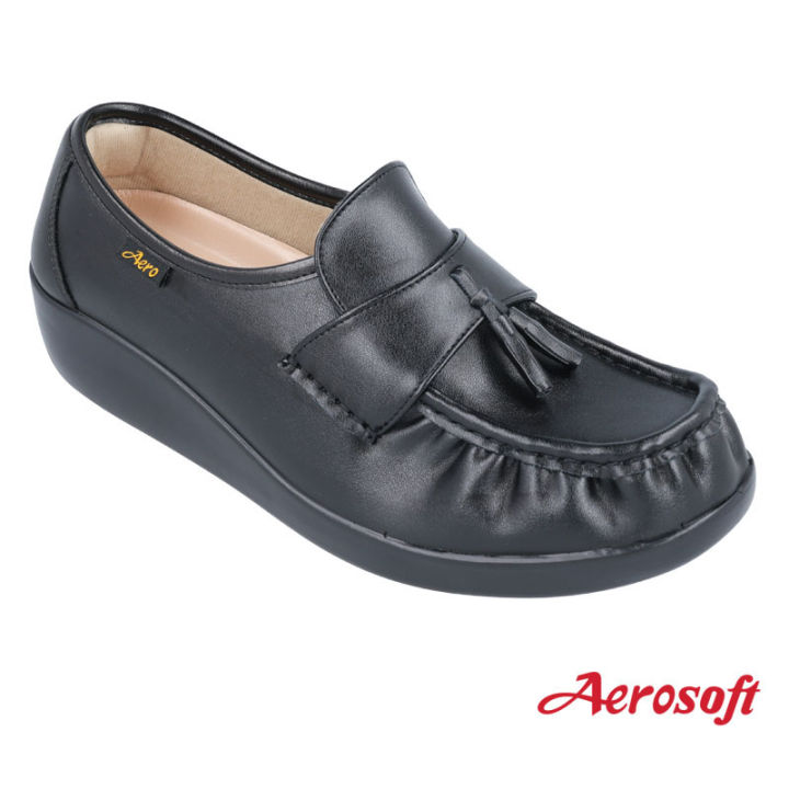 aerosoft-รองเท้าพยาบาล-รองเท้าหนังมีส้น-รุ่น-nw9091-สีขาว-สีดำ-ของแท้100