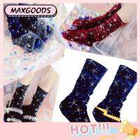 MAXG Women Breathable Shiny Elastic Stars Pattern Stocking Velvet Socks Winter Warm