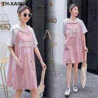 women summer dress tide 2022 hooded short sleeve T-shirt web celebrity maternity brim out fashion