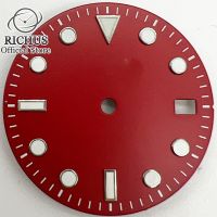 29Mm Grind Arenaceous Red Watch Dial Date Window Dial Fit NH35 NH35A 3 Oclock /3.8 O Clock Movement Watches