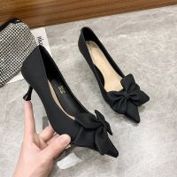 Woman Sexy Pointed Toe Office Ladies Shoes Thin Heels Soft Womens Pumps Bow-Knot Green Pumps Women Slip-On High Heels Shoes