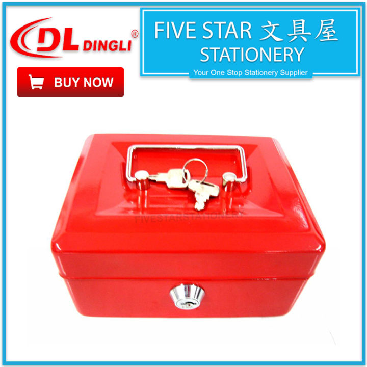 fivestar2u Petty Cash Box 6" (15cm) Cash Box Key Lockable Metal Box