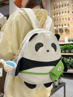 INS กระเป๋า Tas Ransel Panda น่ารักความจุขนาดใหญ่ของผู้หญิง,กระเป๋าเป้สะพายหลังนักศึกษาอเนกประสงค์ลายการ์ตูนตลก