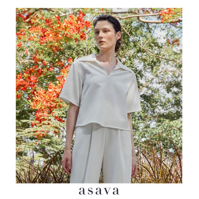 [asava pf21] Boxy polo shirt เสื้อเชิ้ตโปโลผู้หญิง ทรงคลาสสิค แขนสั้น