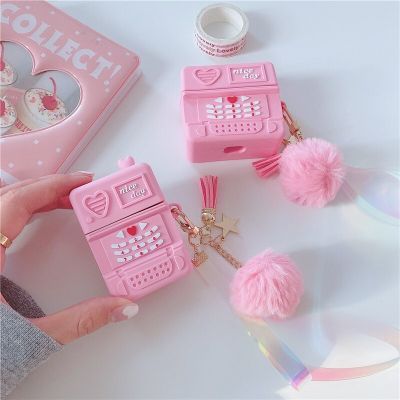 3D Cute Pink Retro Mobile Phone Design Brand Silicone Earphone Case for Apple AirPods 1/2/pro/3rd Bluetooth Headset Cover Coque Headphones Accessories