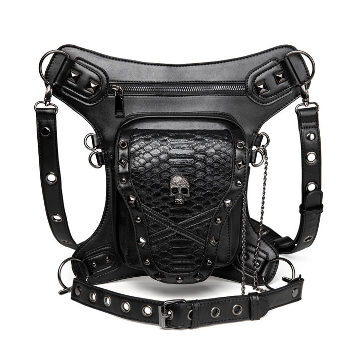 new-bags-female-wholesale-halloween-european-and-american-skull-outdoor-riding-running-bag-rivet-womens-cross-body-bag