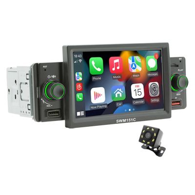 1 Din Car Player Audio Receiver CarPlay 5 Inch MP5 Bluetooth Hands Free A2DP USB FM System 151C