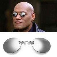 Mini Rimless Mirror Sunglasses Clip On Nose Lens Round Glasses Fashion Matrix Morpheus Frameless Vintage Men Eyeglasses UV400