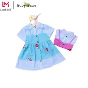 Váy Đầm Cotton Caro Giả Yếm Thêu Hoa Bé Gái BabyBean