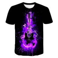 Tide Fashion Summe GUITAR Picture Mens T-shirt เสื้อยืดพิมพ์ลาย Hip Hop บุคลิกภาพ Neckline สั้น Sleev Quick Dry Top