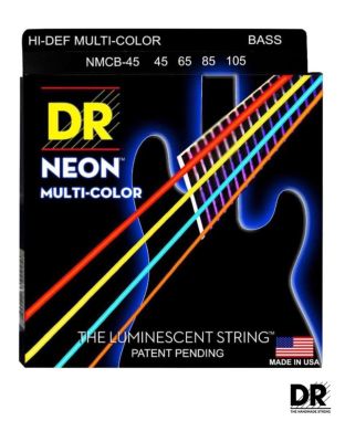 DR Strings NMCB-45 สายกีตาร์เบส 4 สาย แบบเคลือบ สีรุ้งเรืองแสง (Medium, 45/105) ** Made in U.S.A.**
