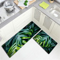 Green Leaf 3D Printed Mat For Kitchen Floor Long Door Carpet Memory Foam Bathroom Carpet Anti-slip Bedside Rug Bedroom