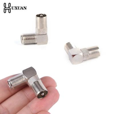 One Or 2pcs Aluminium Alloy 90 Degree Right Angled TV Aerial Antenna Plug Connector Adapter Plug To Socket Coax Cable RF Coaxial