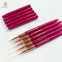 Professional Striping Nail Art Brushes Tool Hot Pink Metal Handle Ultra Thin Long Liner Drawing Detail Painting Manicure Pen Artist Brushes Tools