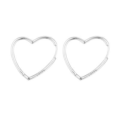 Valentines Day Asymmetric Hearts of Love Big Hoop Earring Sterling Silver Jewelry Woman DIY Fashion Jewelry Party Earrings