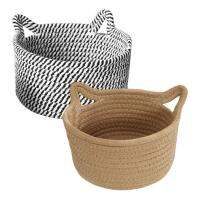 Small Round Storage Basket Cotton Rope Cute Little Storage Baskets Laundry Basket Organizer for Towels Blanket Toys Clothes Pet Gift for Cats Dogs attractively