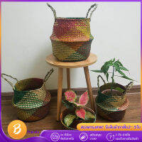 32*28cm Natural Foldable Rattan Wickerwork Basket Storage Organizer Basket Plant Flower Pots Gardening Decoration Handmade Boho Style Home Decor