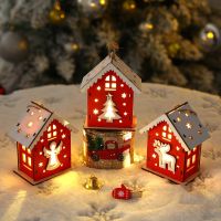 Wooden Christmas Ornaments Red House Small Wooden House Pendant Christmas Tree Decoration Holiday Party Home Decor 2022 Navidad