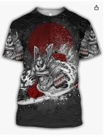 men t shirt  kühlen Sommer T-shirt Samurai Oni Maske Tattoo 3D Druck Männer  kurzarm T shirts men Unisex Straße T shirt TX-57